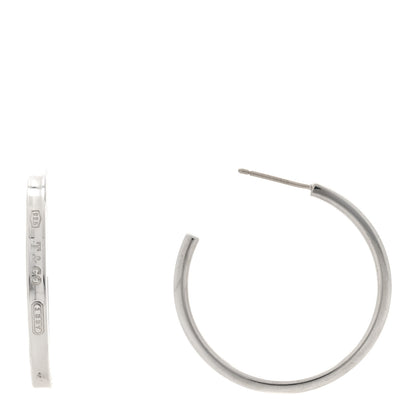 Tiffany Sterling Silver 1837 Medium Narrow Hoop Earrings 1 of 6