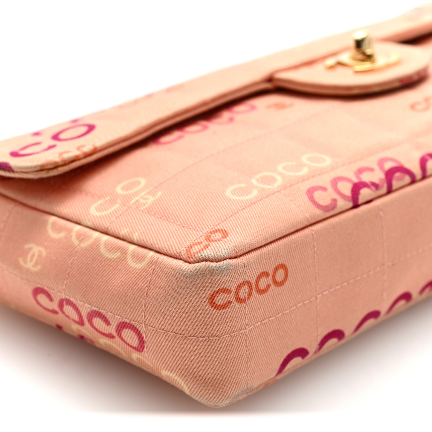 Canvas Chocolate Bar Quilted Coco East West Flap Pink