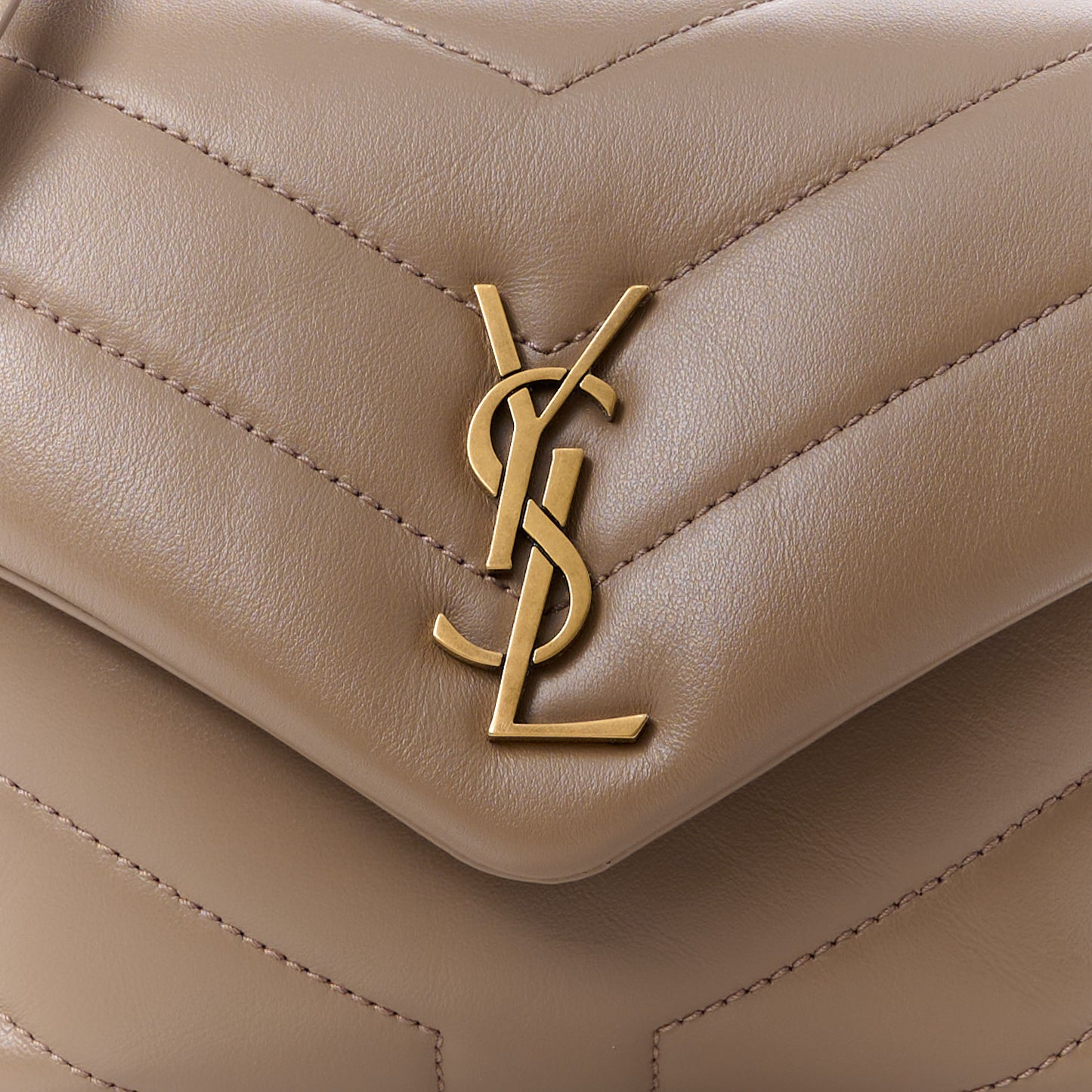 Calfskin Y Quilted Monogram Toy Loulou Crossbody Bag Taupe