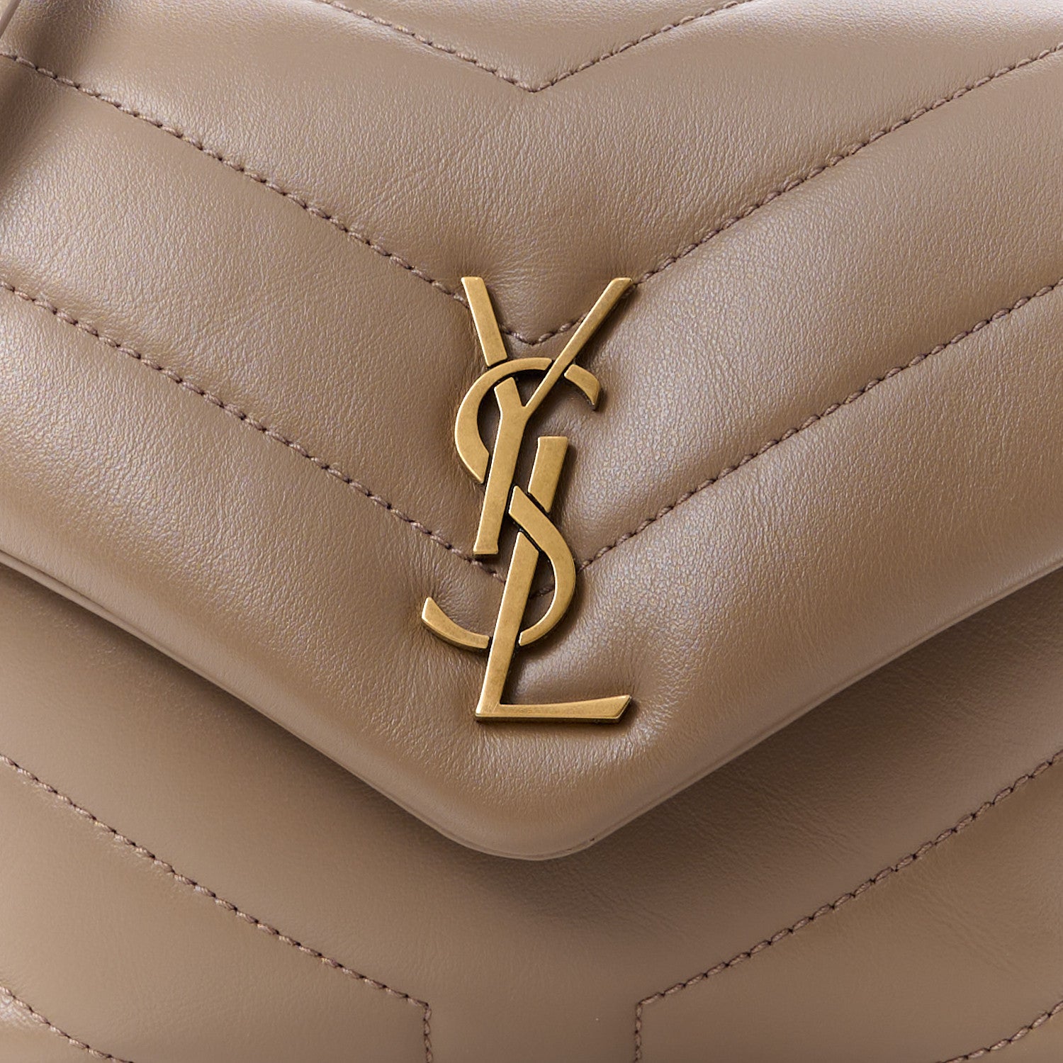Saint Laurent Calfskin Y Quilted Monogram Toy Loulou Crossbody Bag Taupe 9 of 11