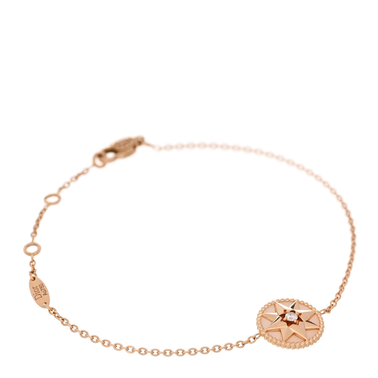 18K Rose Gold Diamond Pink Opal Rose Des Vents Bracelet