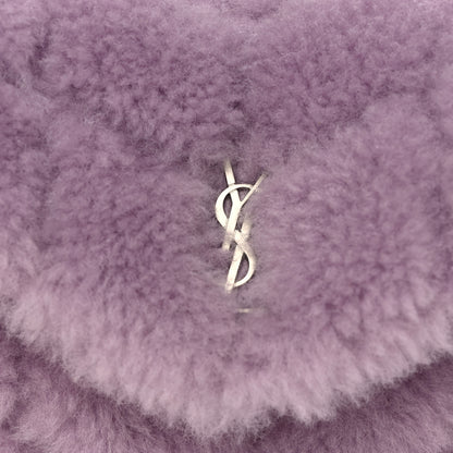 Saint Laurent Shearling Quilted Monogram Loulou Puffer Pouch Clutch Lilac 9 of 12