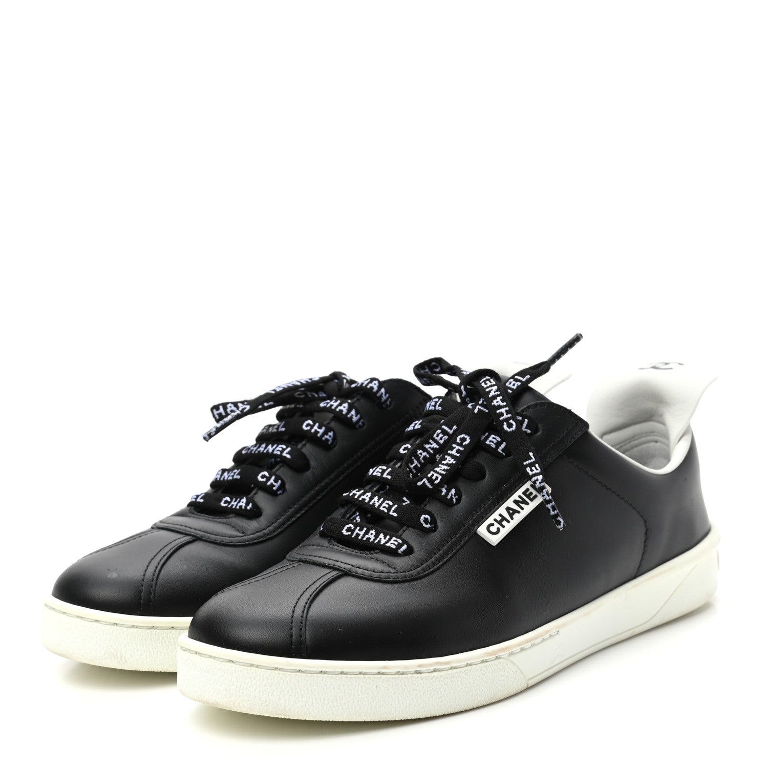 Chanel Calfskin CC Womens Sneakers 37 Black 3 of 9