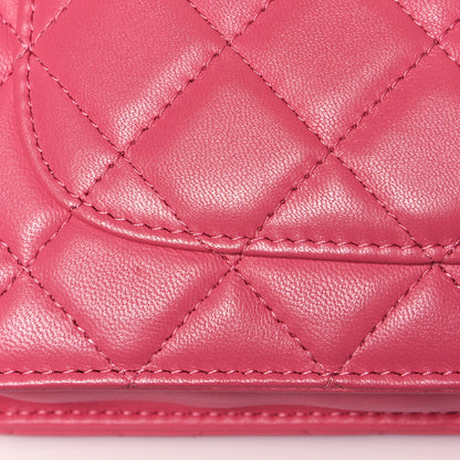 Chanel Lambskin Quilted Wallet On Chain WOC Pink 14 of 15