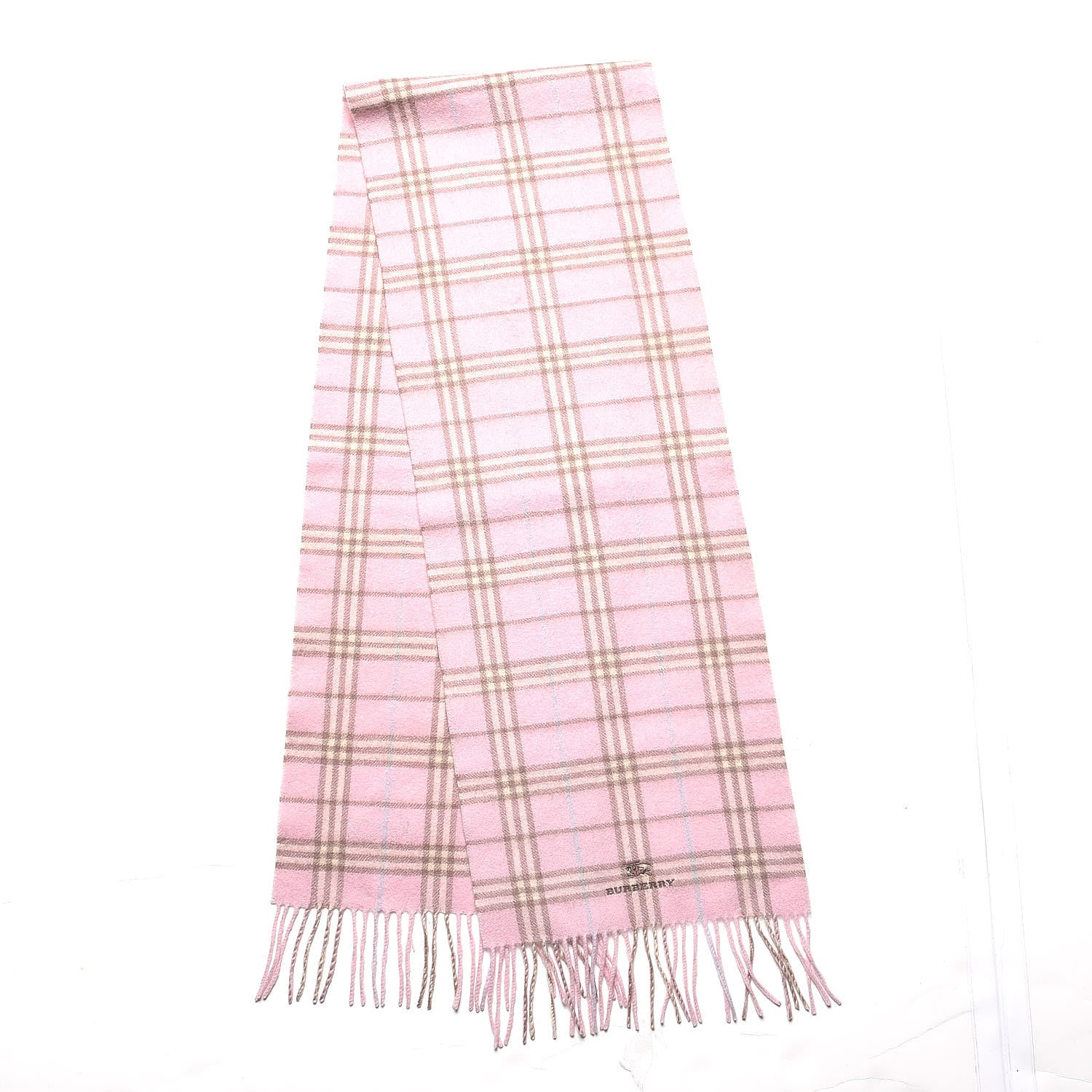 Burberry Lambswool Check Fringe Scarf Pink 3 of 5