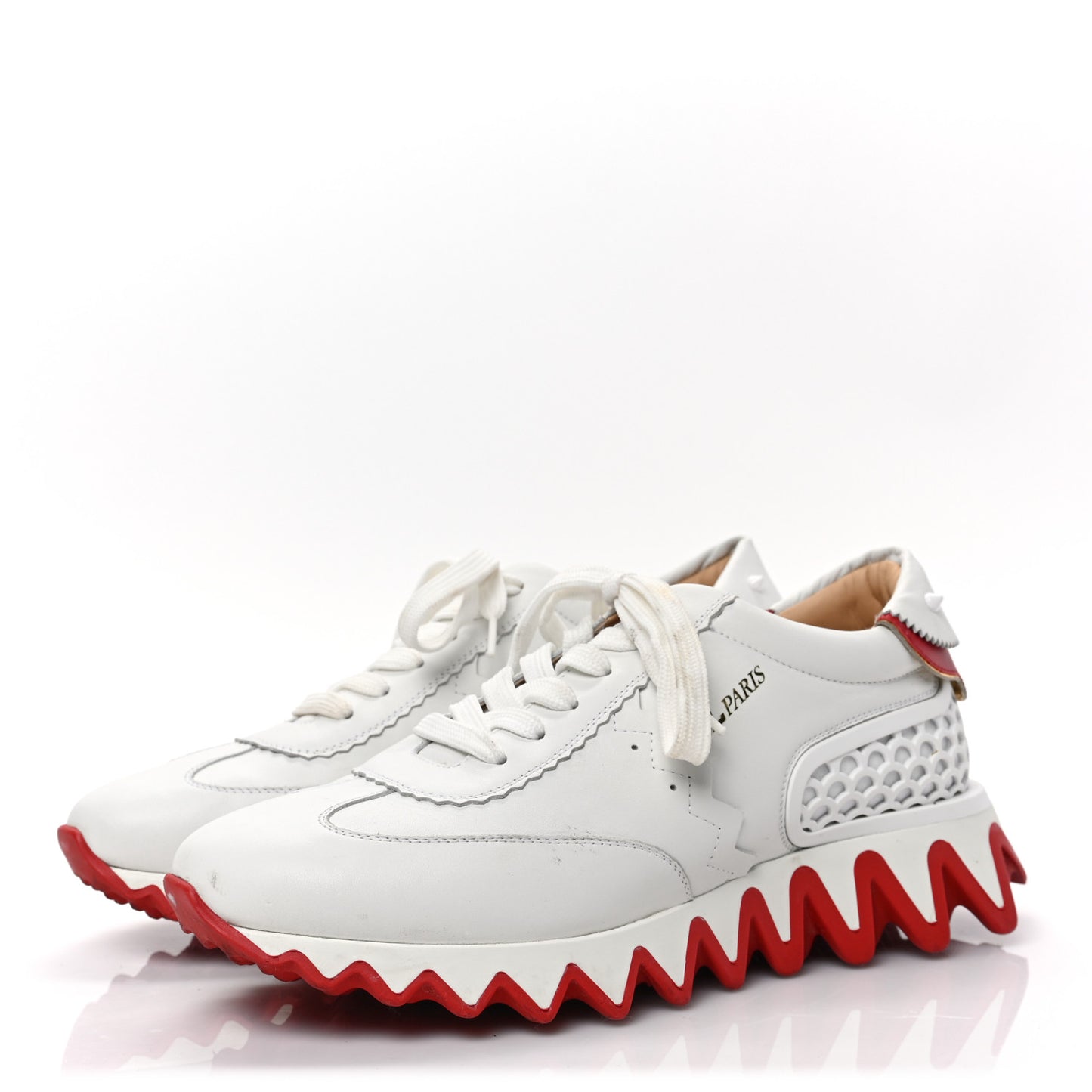 Calfskin Neoprene Womens Loubishark Sneakers 40 White