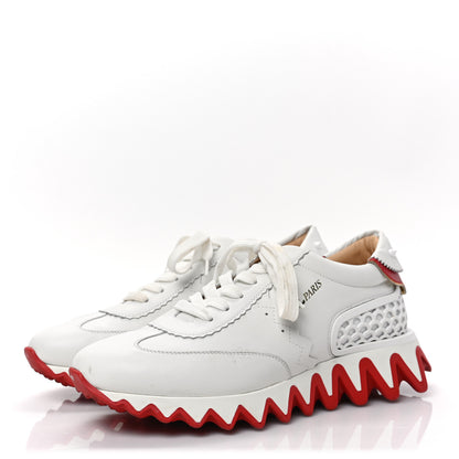 Christian Louboutin Calfskin Neoprene Womens Loubishark Sneakers 40 White 3 of 8