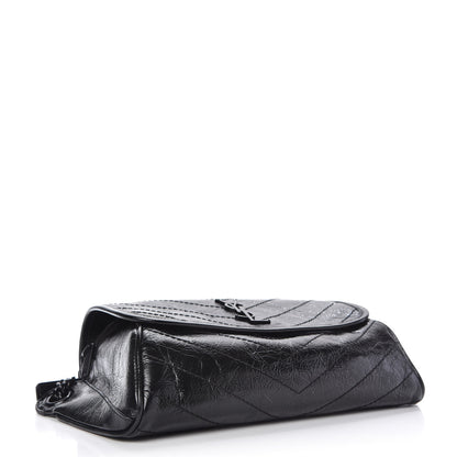 Saint Laurent Crinkled Calfskin Matelasse Monogram Niki Body Bag Black 4 of 10