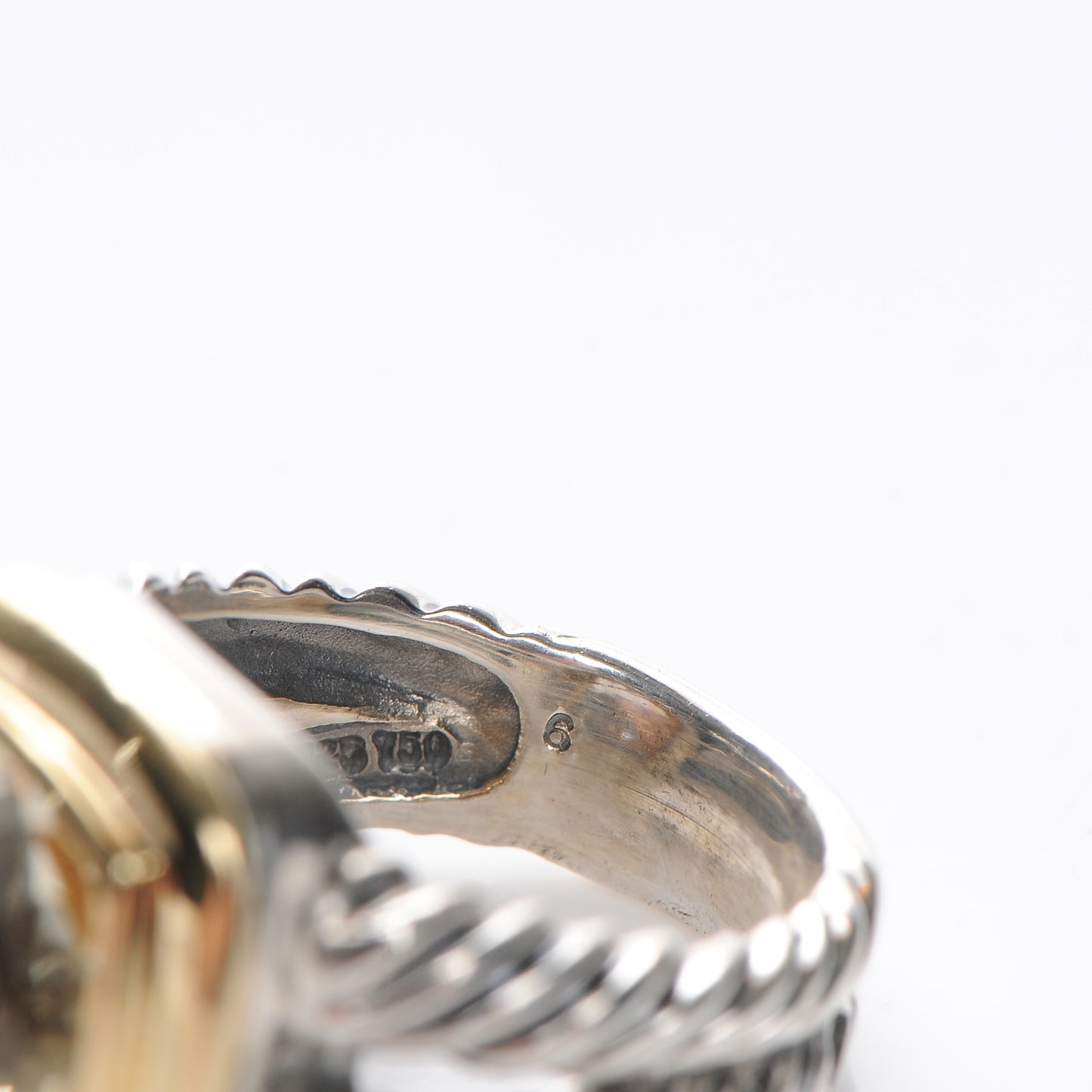 Sterling Silver 18K Yellow Gold Champagne Citrine 11mm Albion Ring 52 6