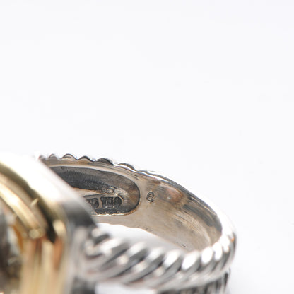 David Yurman Sterling Silver 18K Yellow Gold Champagne Citrine 11mm Albion Ring 52 6 5 of 7