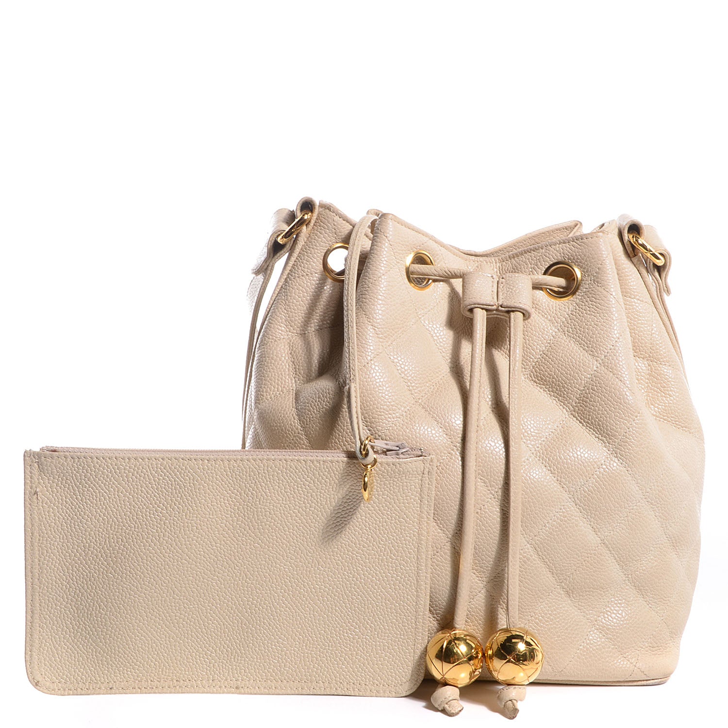 Chanel Caviar Drawstring Shoulder Bag Beige 5 of 8