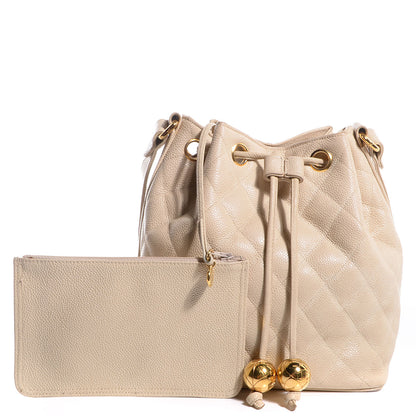 Chanel Caviar Drawstring Shoulder Bag Beige 5 of 8