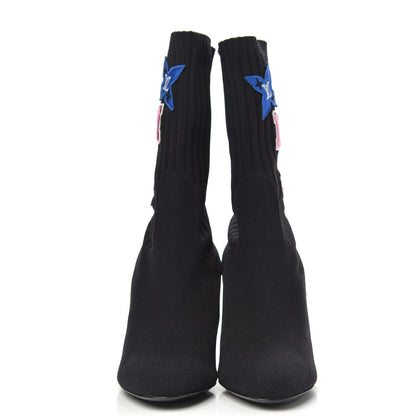 Louis Vuitton Stretch Fabric LV Black Heart Sock Ankle Boots 38.5 Black 2 of 7