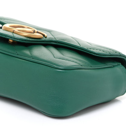 Gucci Calfskin Matelasse Super Mini GG Marmont Shoulder Bag Emerald Green 9 of 10