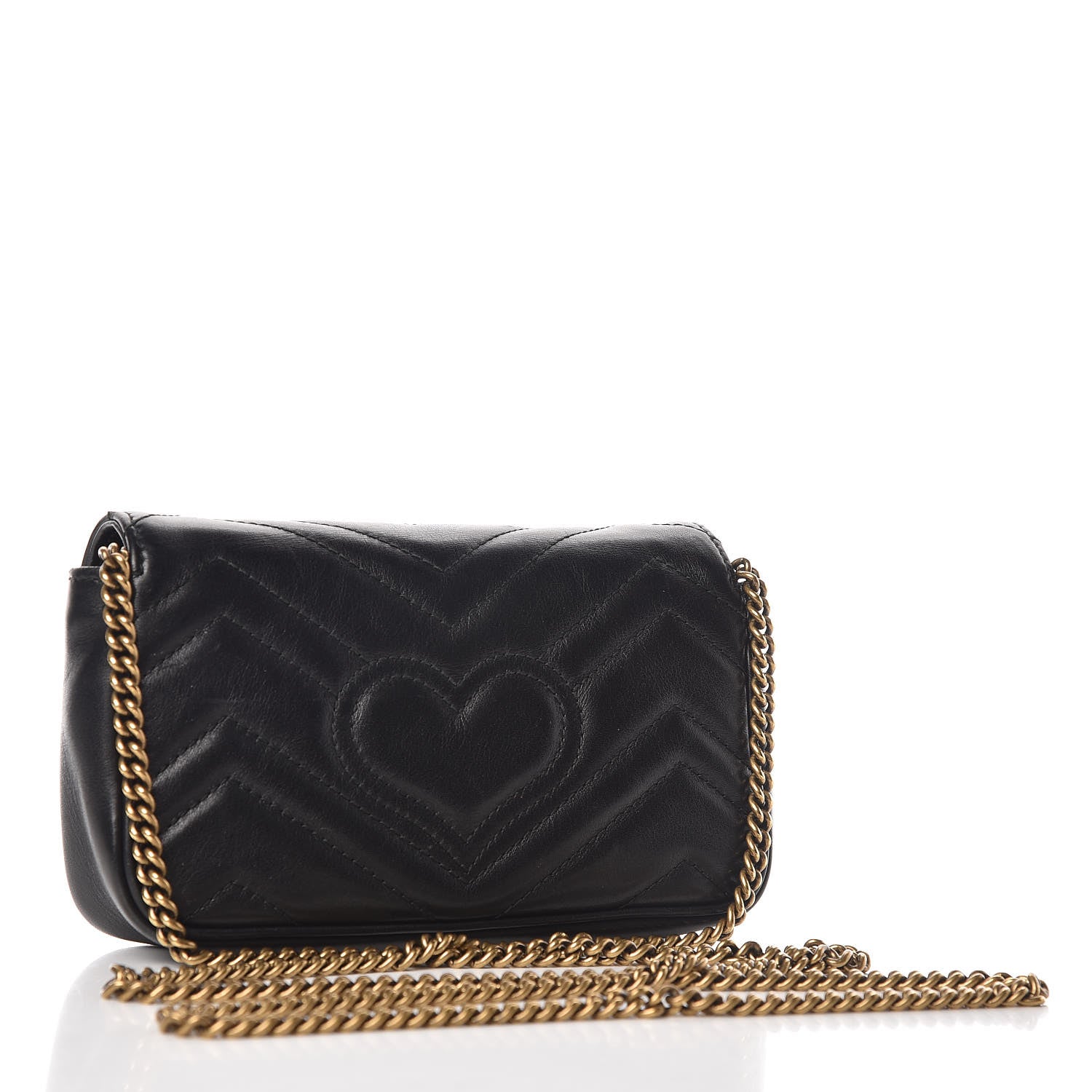 Gucci Calfskin Matelasse Super Mini GG Marmont Shoulder Bag Black 3 of 13