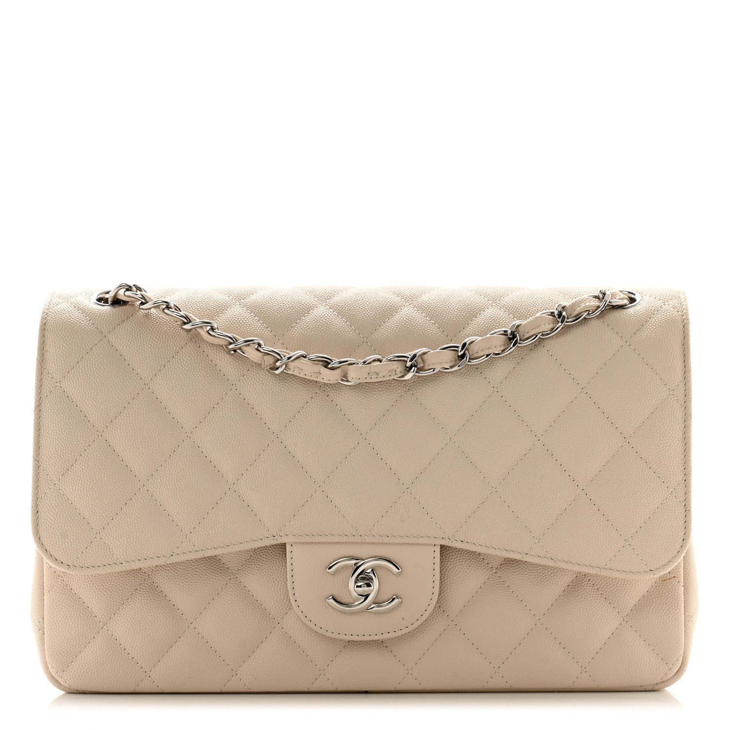 Chanel Caviar Quilted Jumbo Double Flap Ivory 1 of 12
