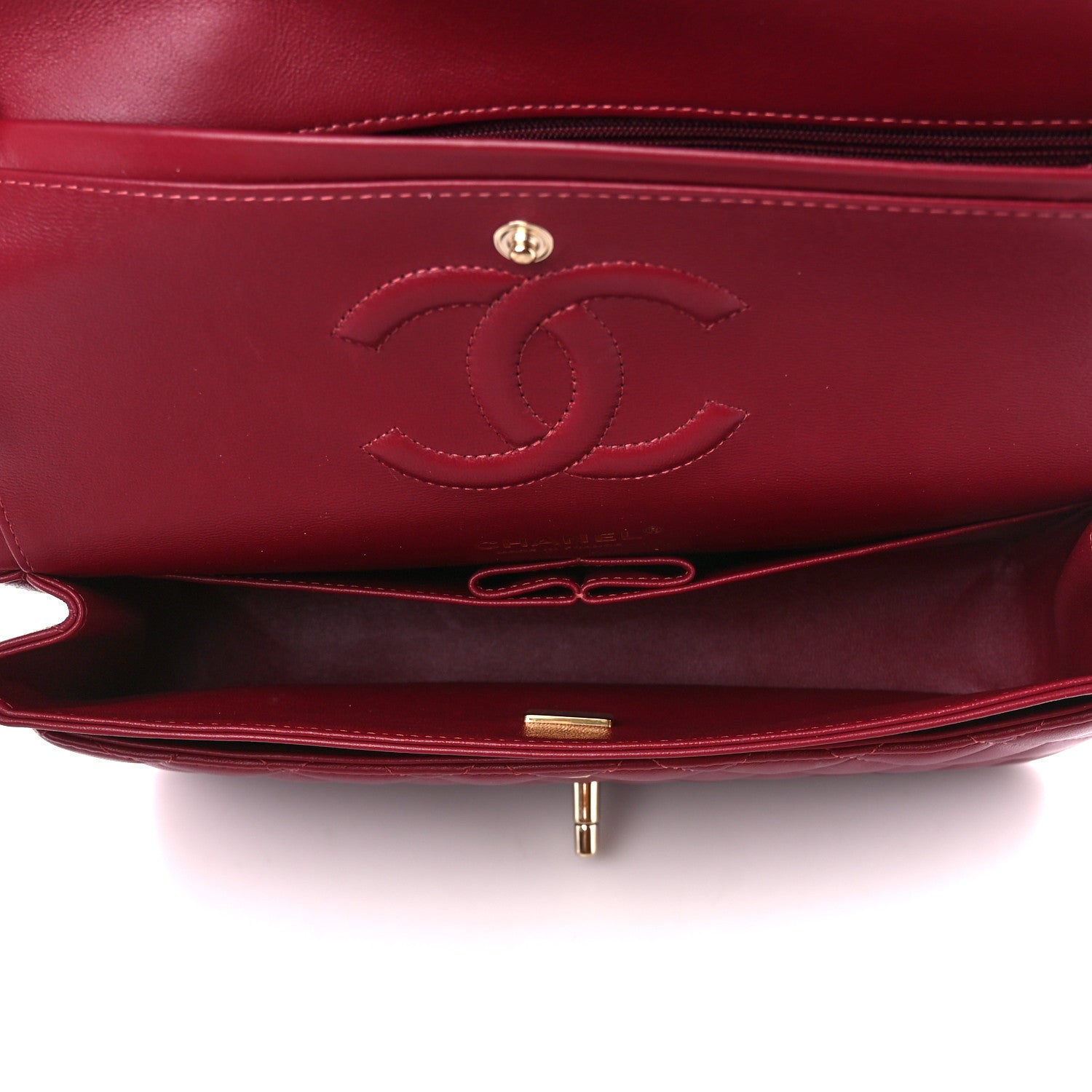 Chanel Lambskin Quilted Medium Double Flap Burgundy 5 of 12