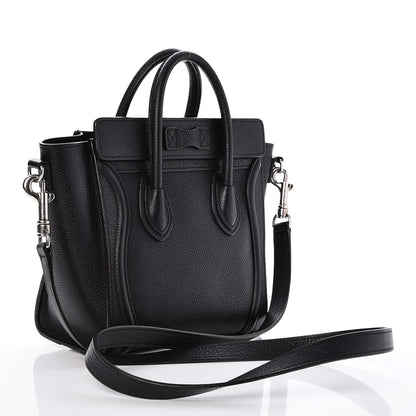 Celine Drummed Calfskin Nano Luggage Black 3 of 7