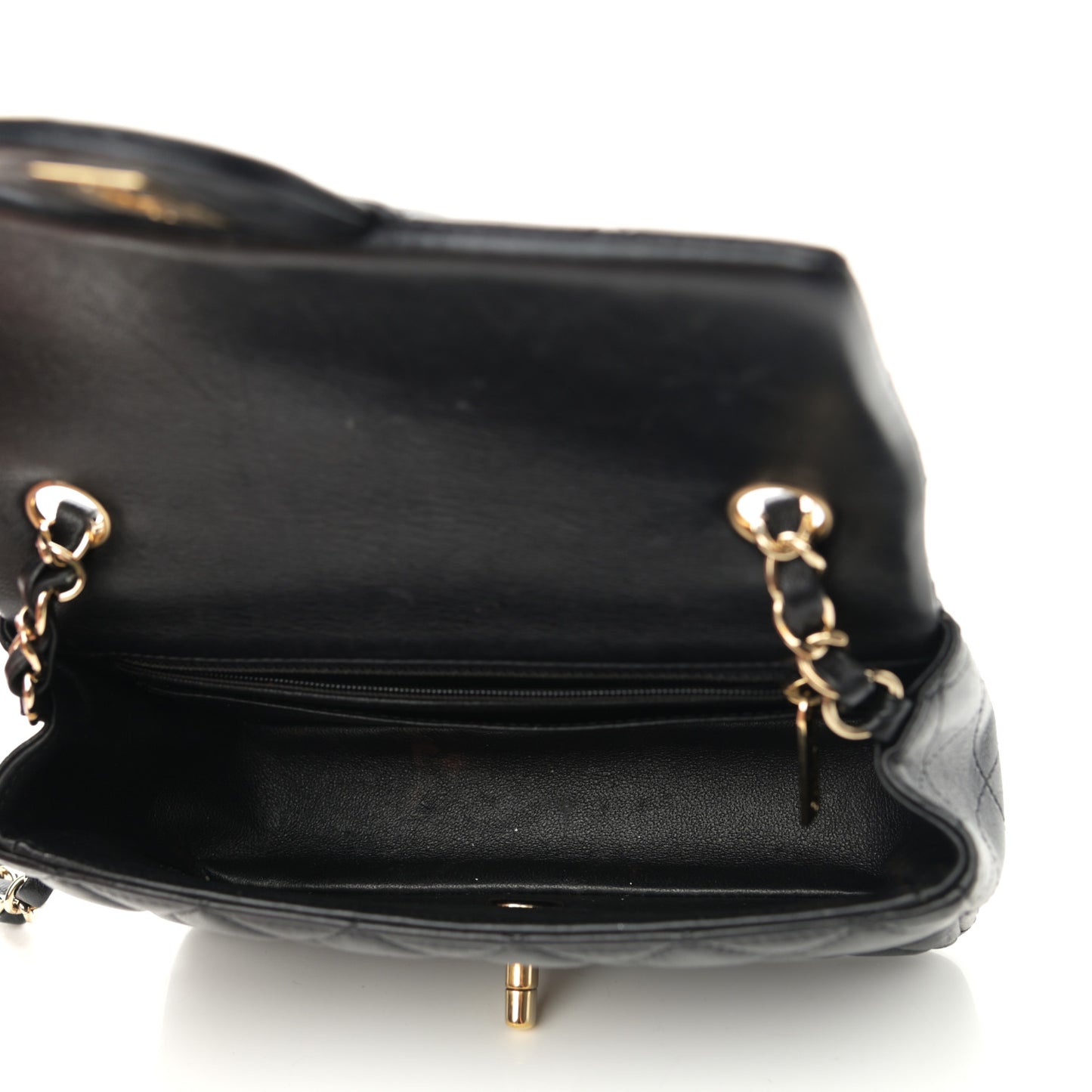 Lambskin Quilted Mini Rectangular Flap Black