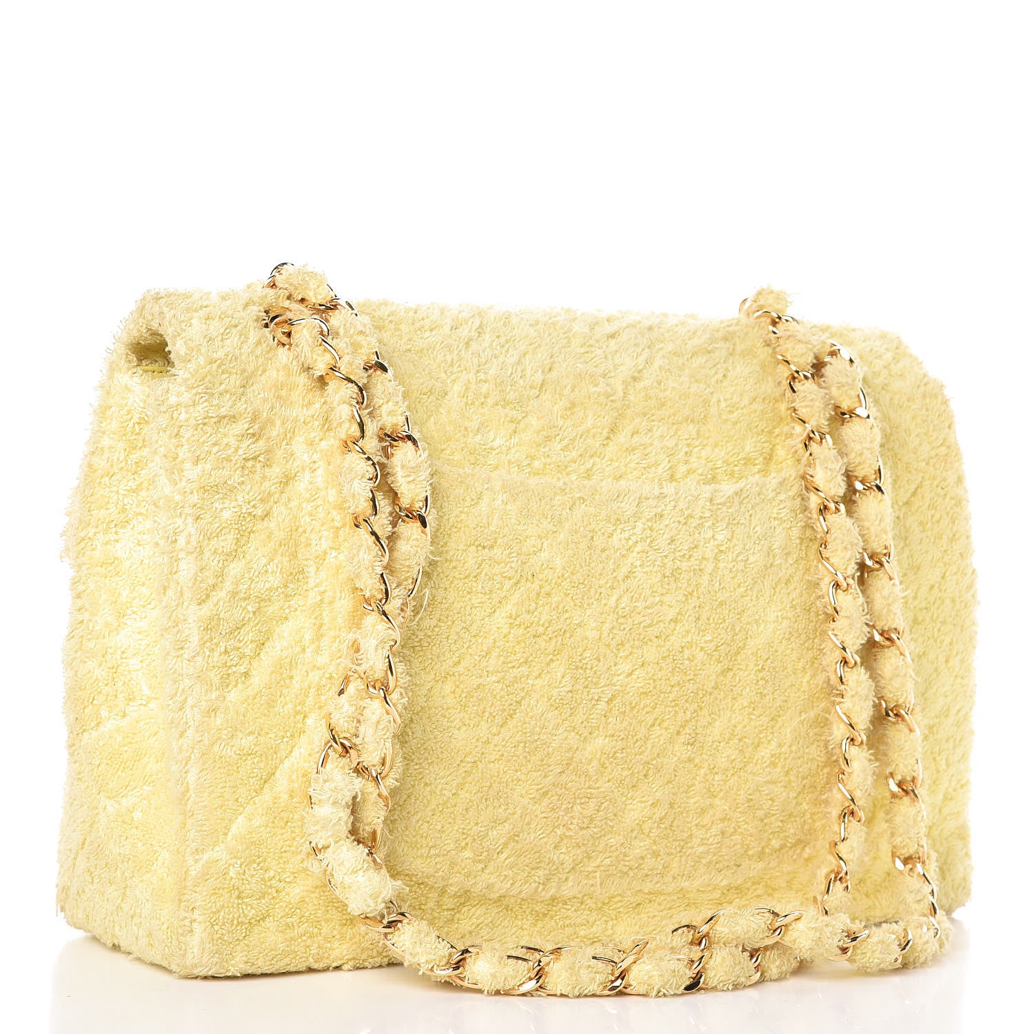 Chanel Terry Cotton Quilted XL Jumbo Single Flap Yellow 3 of 17