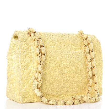 Chanel Terry Cotton Quilted XL Jumbo Single Flap Yellow 3 of 17