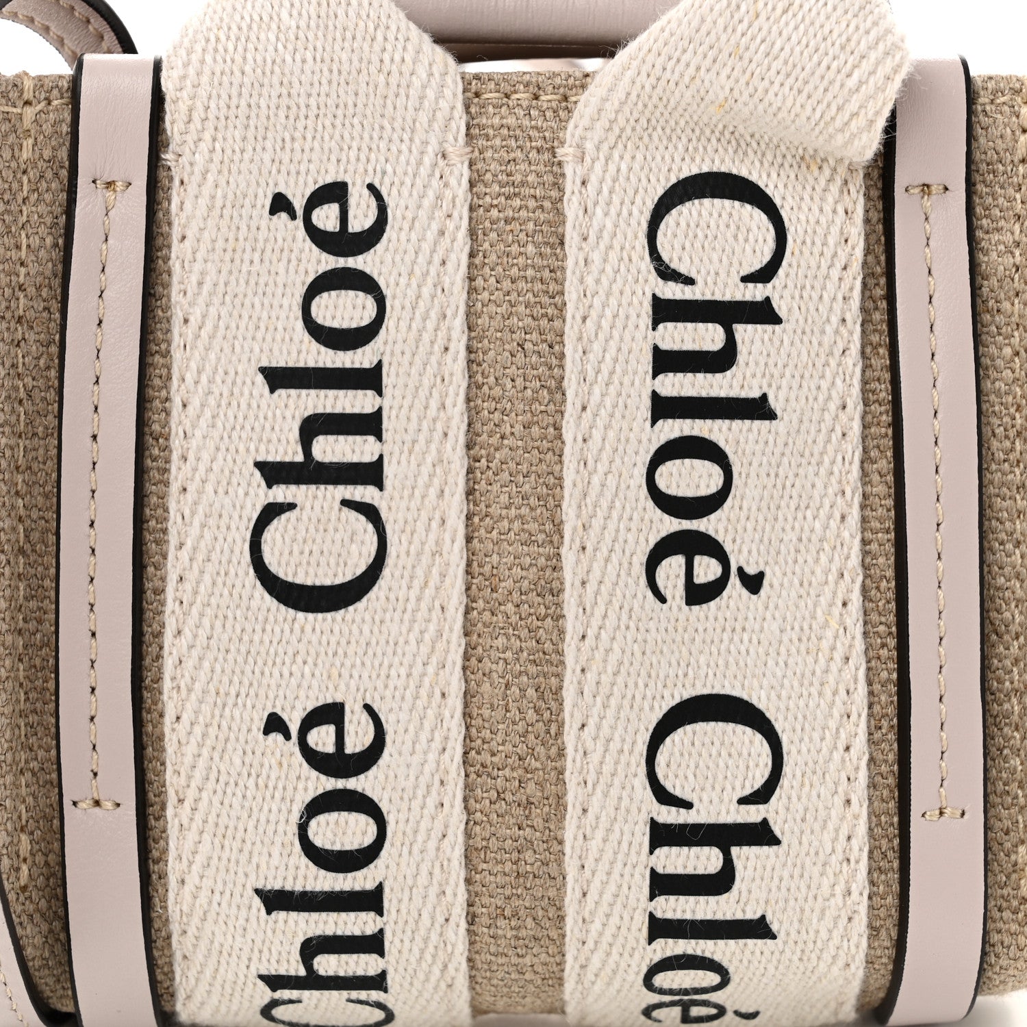 Chloe Cotton Calfskin Nano Woody Ribbon Tote White Pink 8 of 10