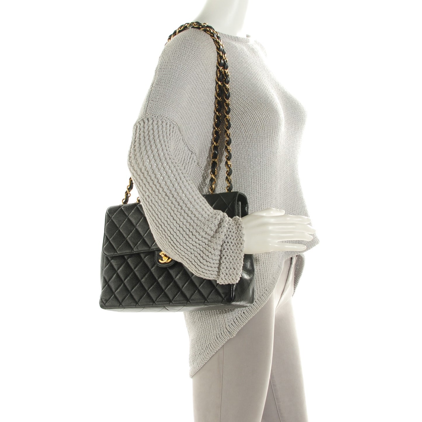 Caviar Quilted Jumbo Single Flap Black