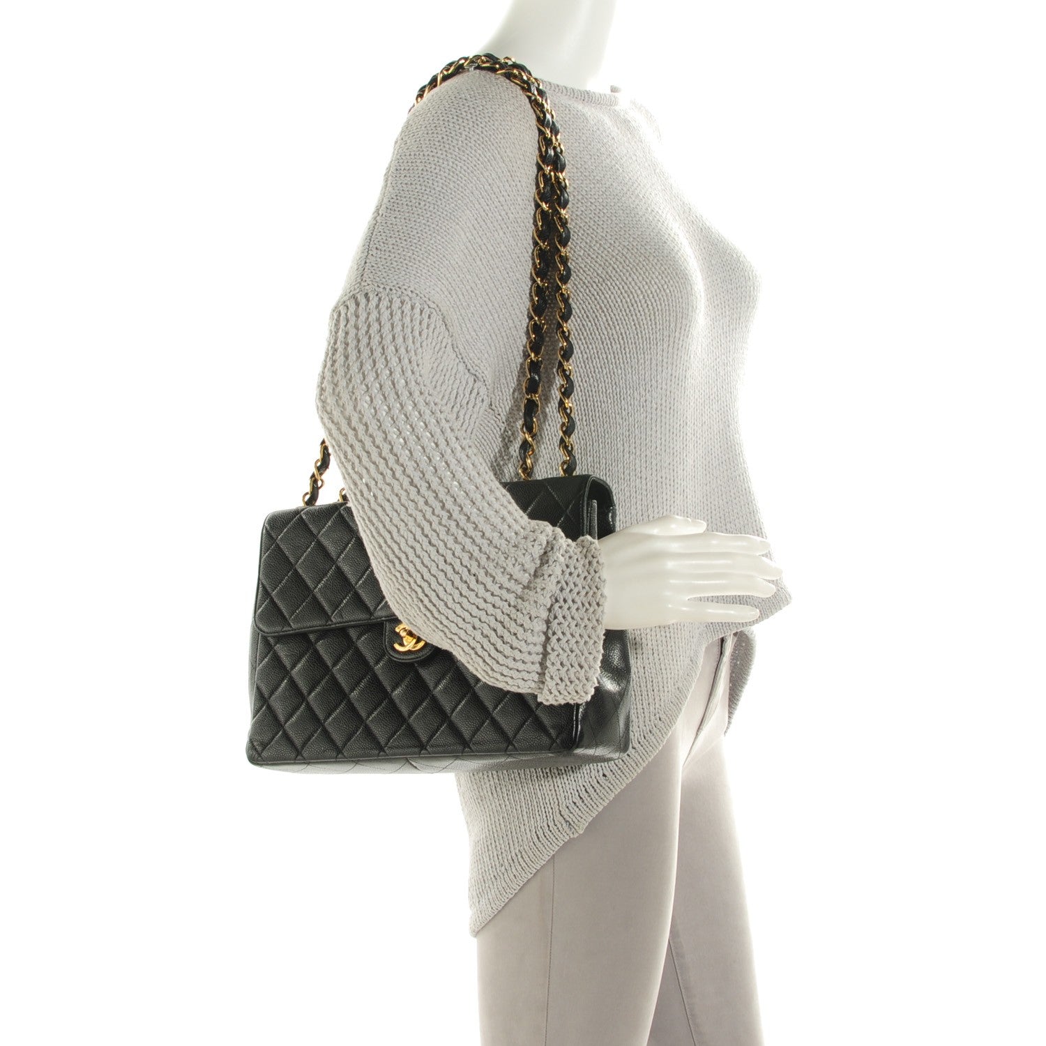 Chanel Caviar Quilted Jumbo Single Flap Black 2 of 8