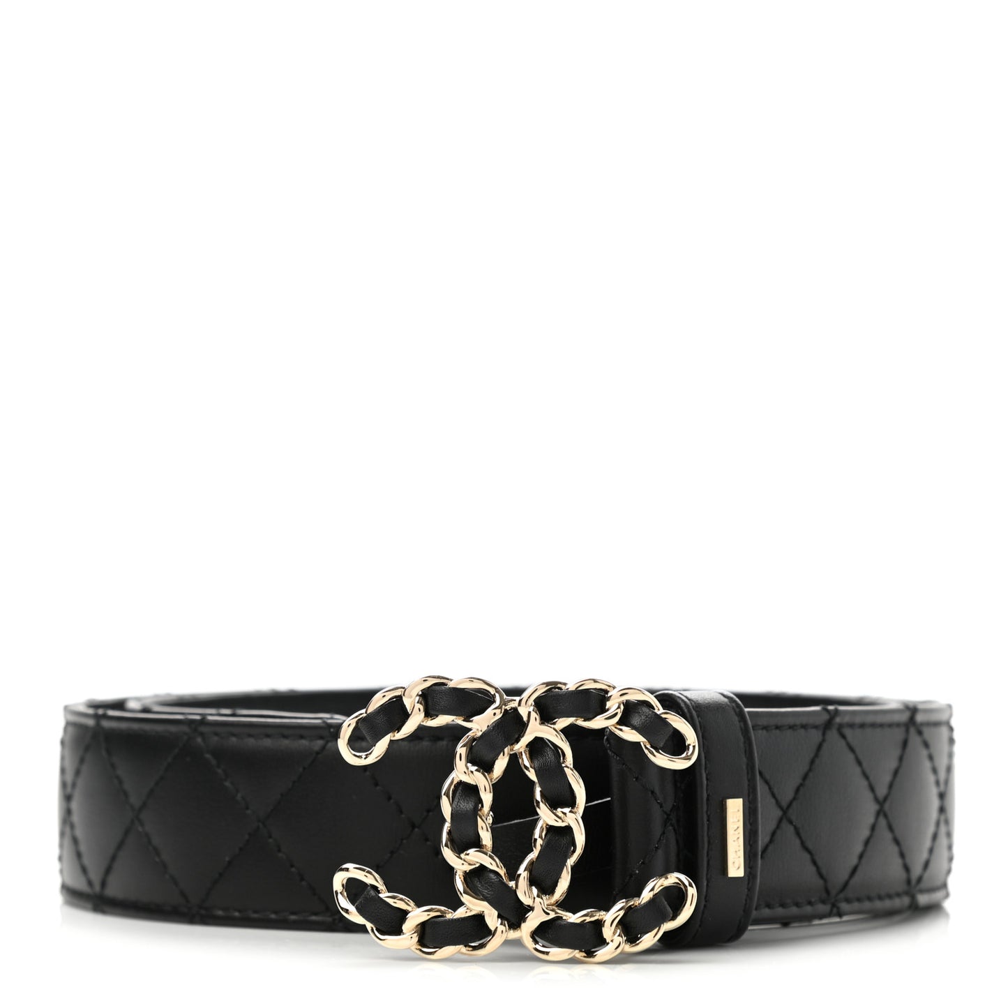 Lambskin Quilted CC Chain Belt 75 30 Black