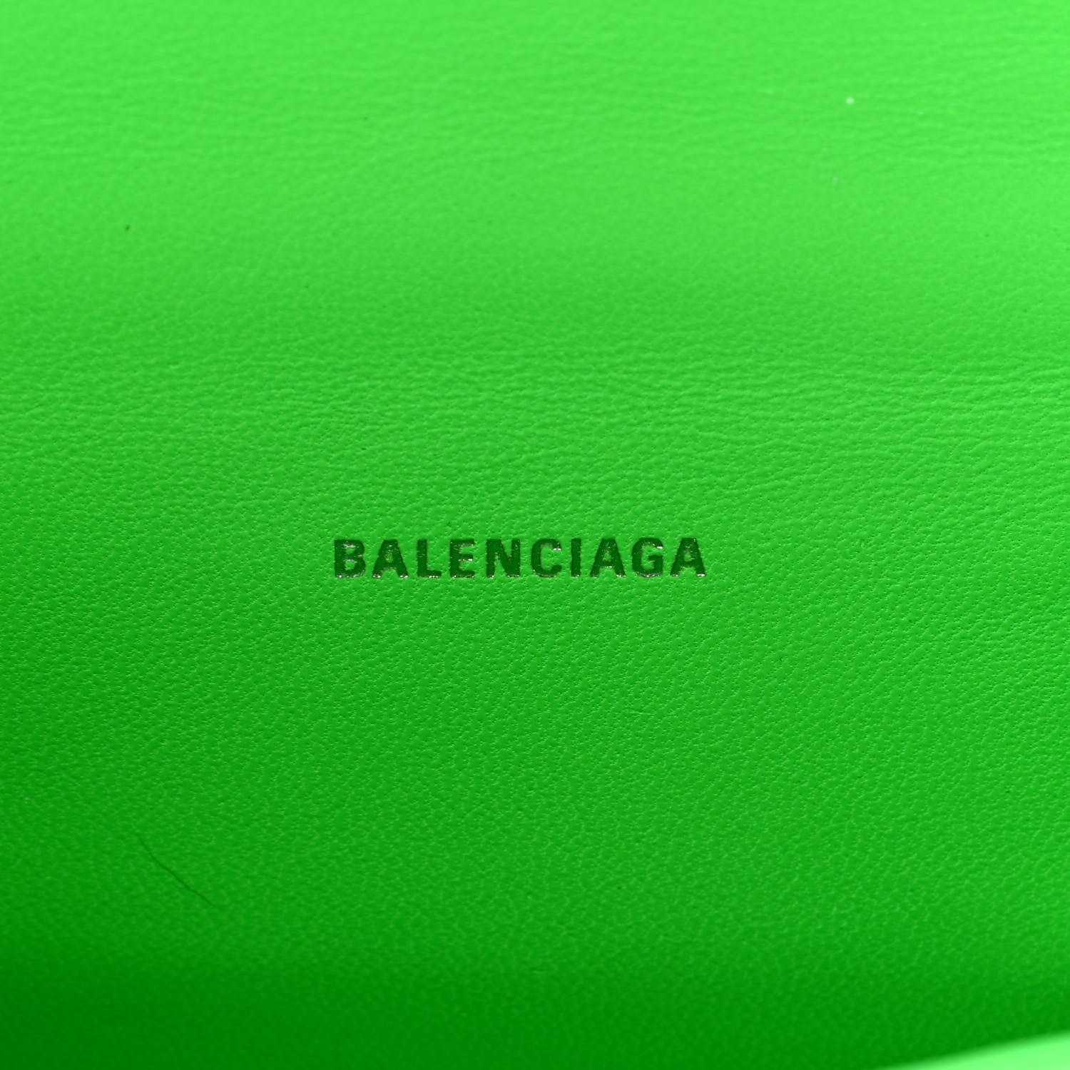 Balenciaga Shiny Calfskin Crocodile Embossed Hourglass Top Handle Bag XS Fluo Green 6 of 11