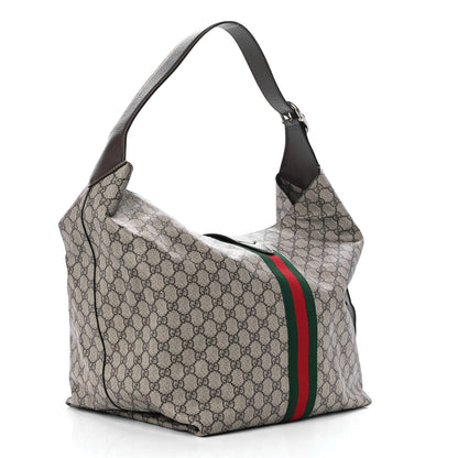 Gucci Tender GG Supreme Monogram Textured Dollar Calfskin Web Medium Jackie 1961 Crossbody Bag Beige Ebony New Acero 4 of 9