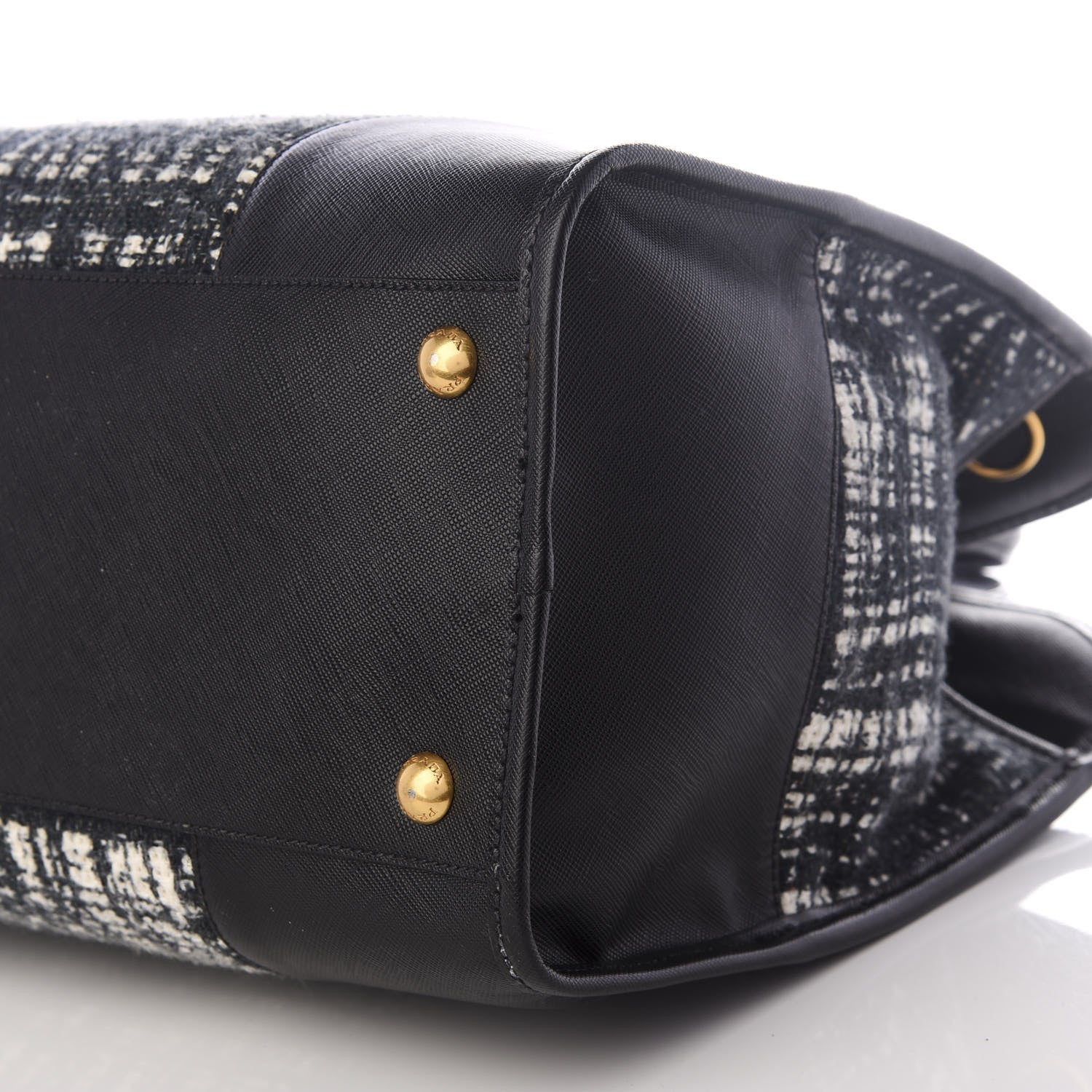 Prada Tela Tweed Saffiano Tote Bag Black 6 of 8