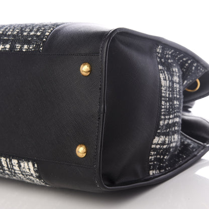 Prada Tela Tweed Saffiano Tote Bag Black 6 of 8