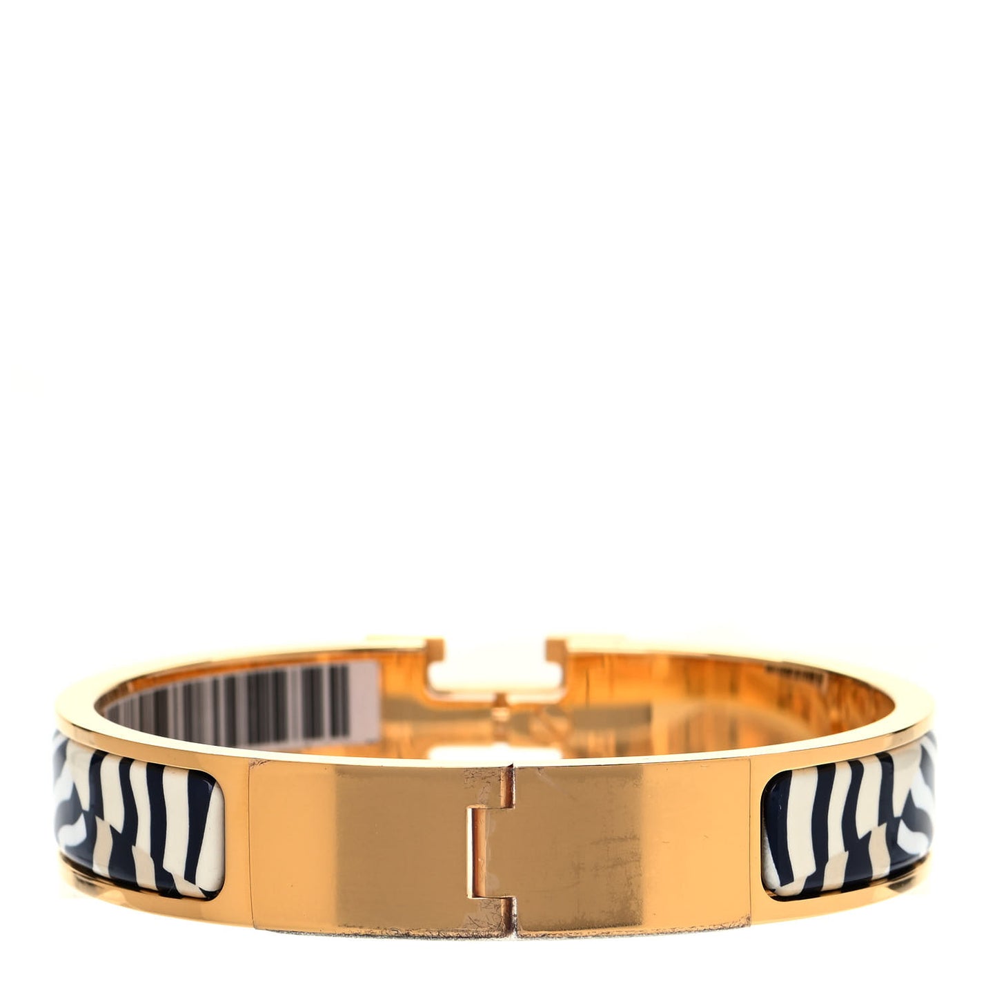 Enamel Narrow Print Zebres De Tanzania Clic Clac H Bracelet Beige Blue
