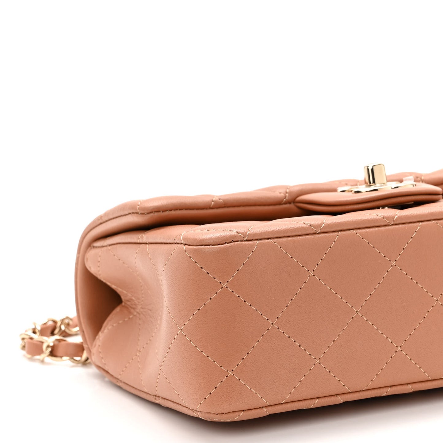 Lambskin Quilted Mini Rectangular Flap Brown