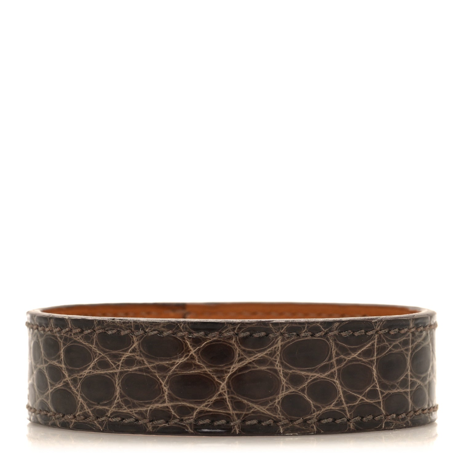 Hermes Matte Alligator Narrow Jack Bracelet M Chocolate 1 of 6