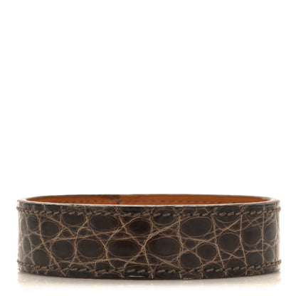 Hermes Matte Alligator Narrow Jack Bracelet M Chocolate 1 of 6