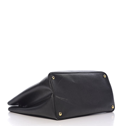 Prada Saffiano Cuir Large Double Bag Black Fuoco 4 of 15