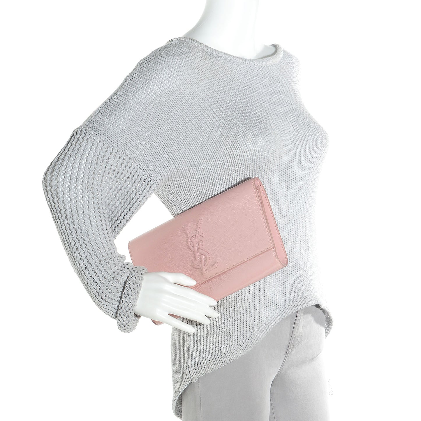 Textured Patent Large Belle De Jour Clutch Dragee