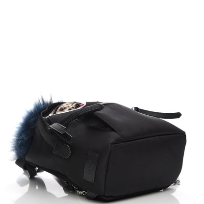 Fendi Nylon Vitello Fox Goat Fur Monster Eyes Mini Backpack Black Multicolor Sky 4 of 7