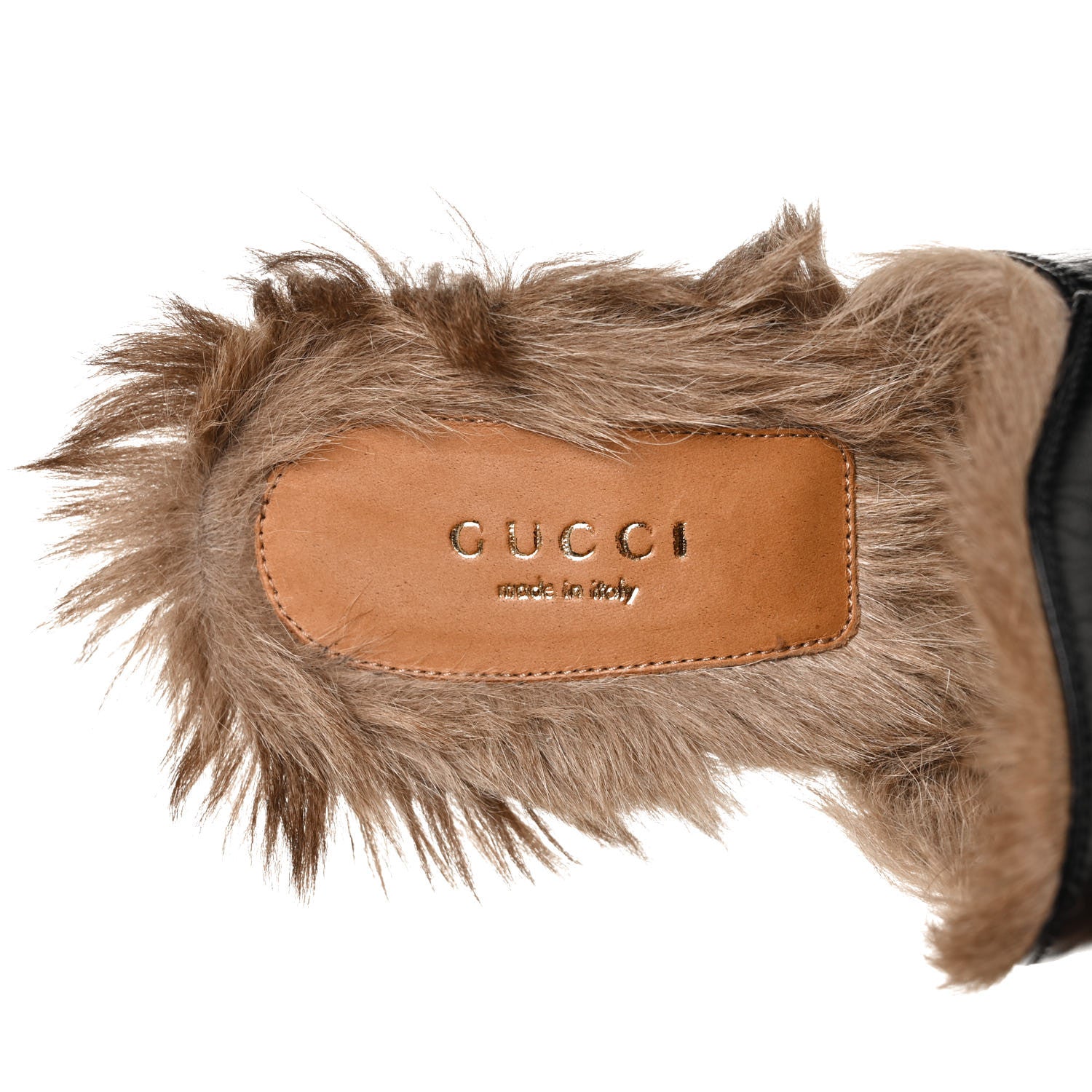 Gucci Malaga Kid Fur Princetown High Heel Mules 40 Black Naturale 7 of 7