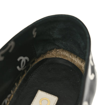 Chanel Lambskin Printed CC Espadrilles 40 Black White 9 of 10