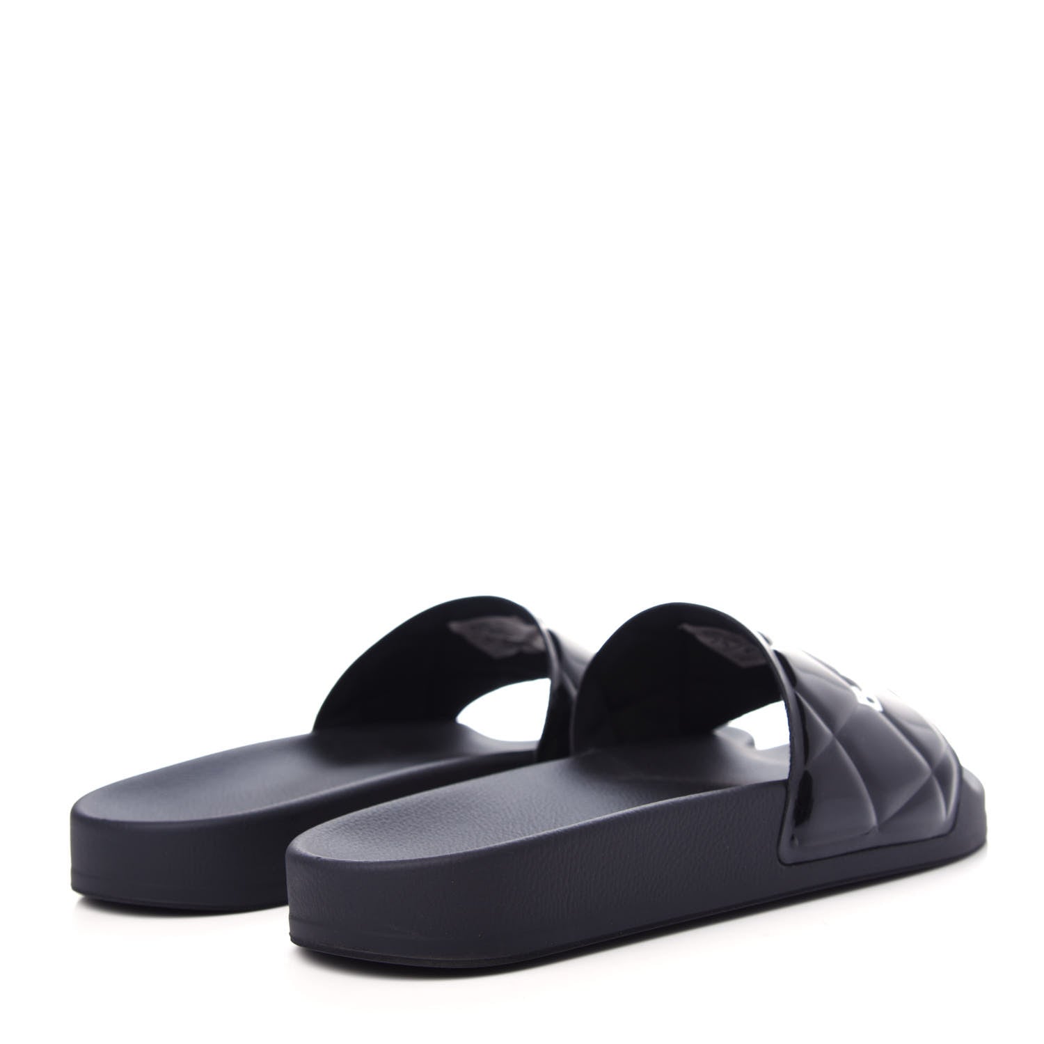 Balenciaga Rubber Patent Quilted Logo Slide Sandals 36 Black White 4 of 10
