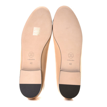 Chanel Lambskin Cap Toe CC Ballerina Flats 40 Beige Black 6 of 10