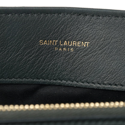 Saint Laurent Suede Y Quilted Monogram Medium Loulou Chain Satchel Deep Green 7 of 10