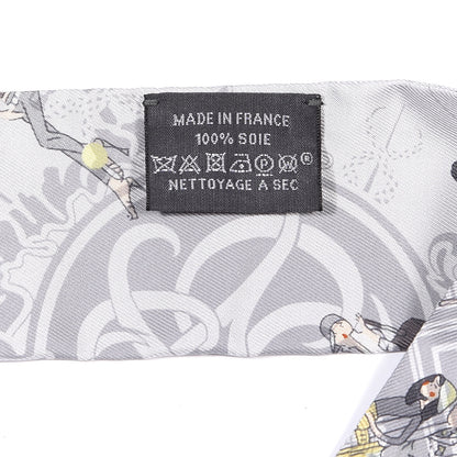 Hermes Silk Ex-Libris Les Parisie Twilly Gris Perle Jaune Soufre 4 of 4