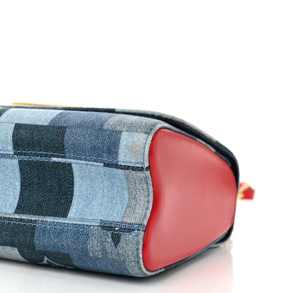 Louis Vuitton Denim Damier Monogram Twist Shoulder Bag MM Blue Rouge 10 of 10