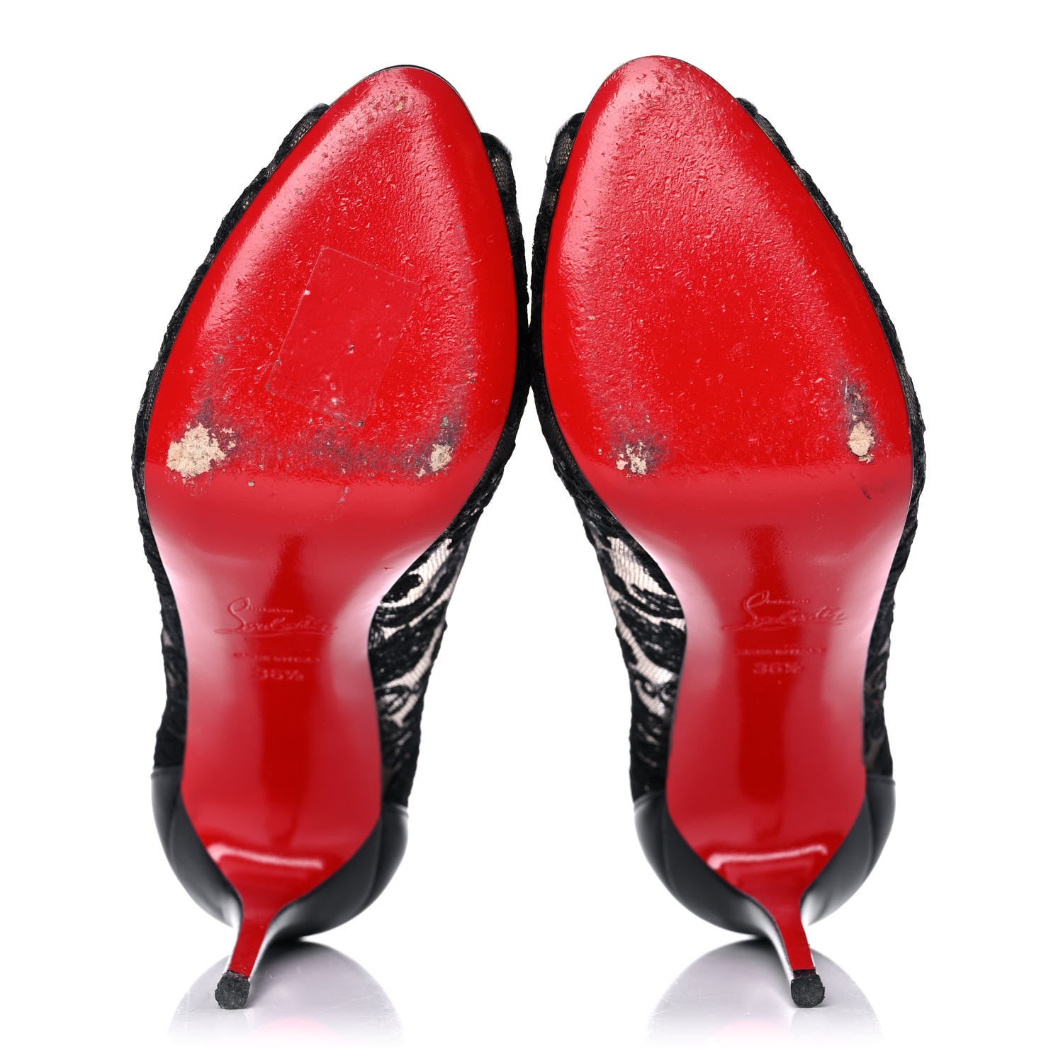 Christian Louboutin Dentelle Chantilly Follies Lace 100 Peep Toe Pumps 36.5 Black 5 of 9