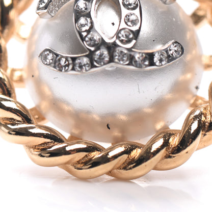 Chanel Pearl Crystal CC-Casino Round Earrings Gold 5 of 7