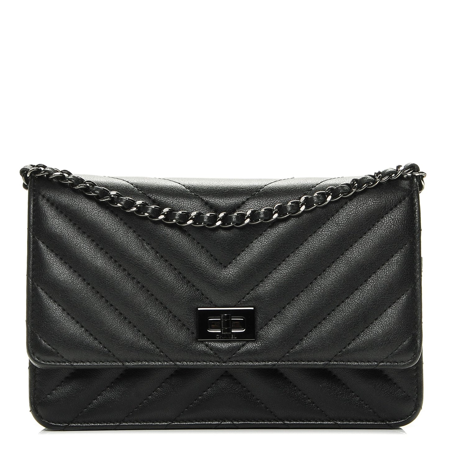Sheepskin Chevron Reissue Wallet On Chain WOC So Black